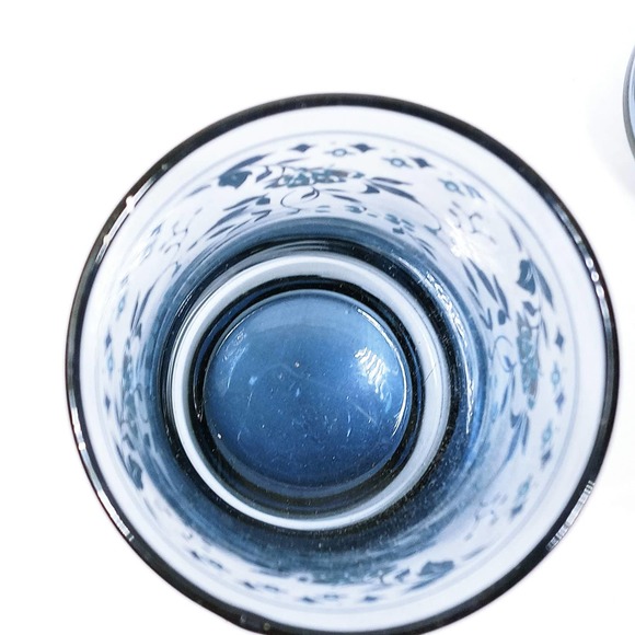 Vintage Libbey Floral Blue Tall Glass Tumblers Set of 5 Country Kitchen - Picture 5 of 5